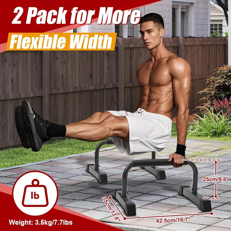 ETICSIPA Push Up Bars: Sweat-resistant Parallettes Bar for Handstands L-sit & Dip, No Wobbling Strength Training Pushup Stands for Women Men Workout Core Exercise at Home Floor Gym - Image 5